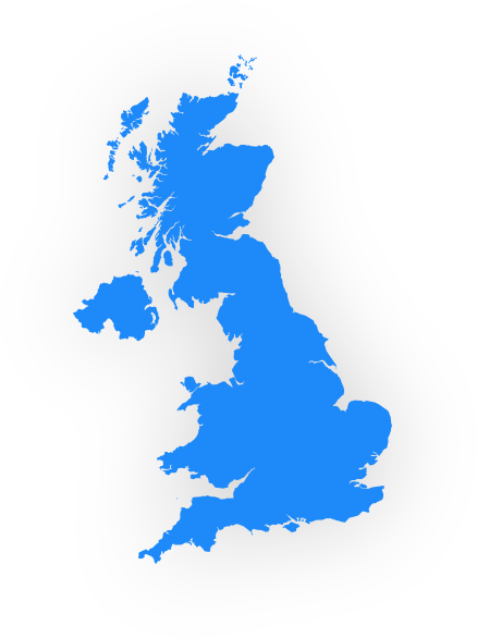 Bennett & Game branded coloured UK map